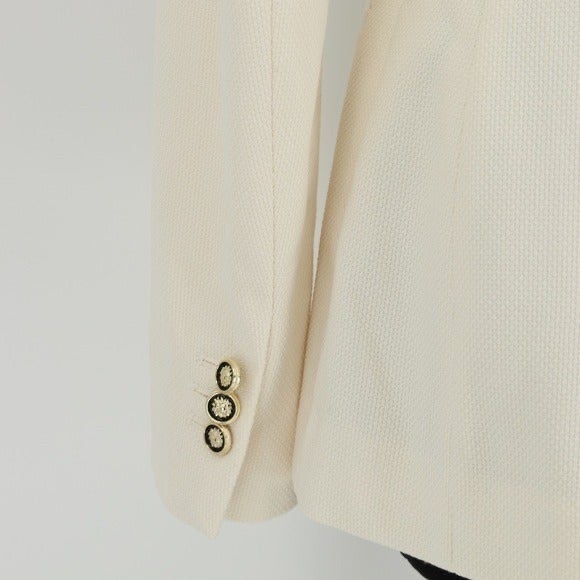 ZARA Double Breasted Piqué Écru Blazer size M - Picture 5 of 6